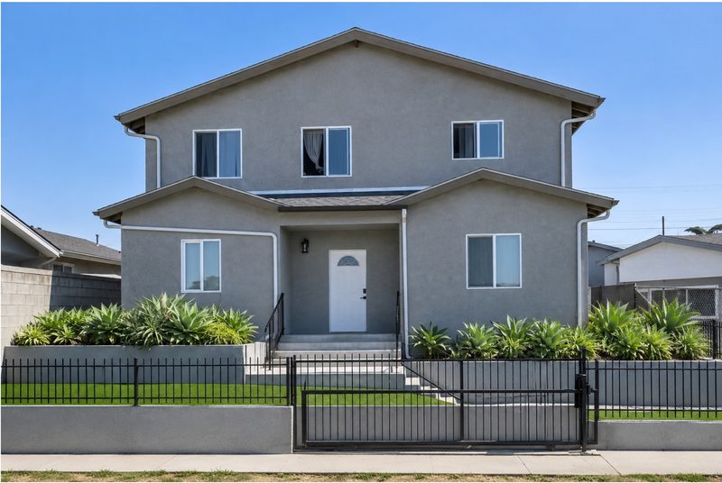 Front exterior of the 1442 sober living home